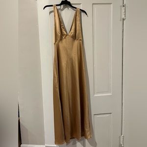 Gold Satin Midi Dress